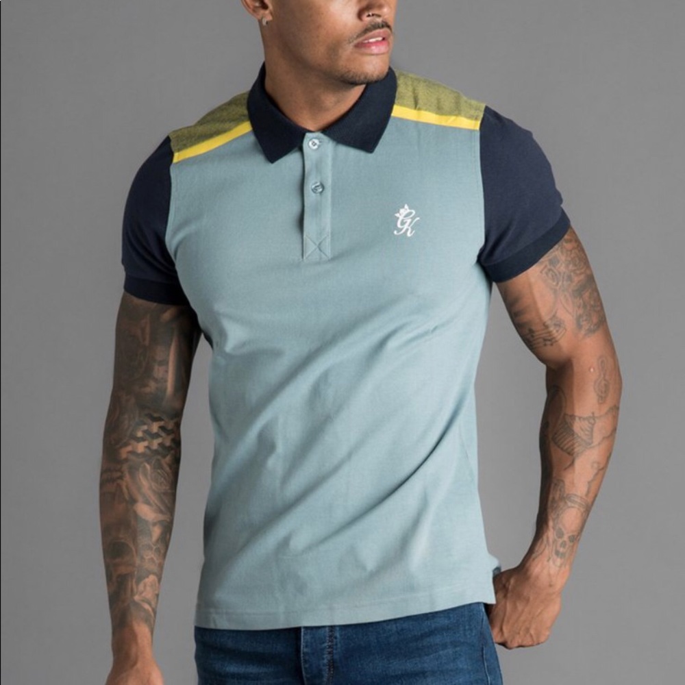 GK ROSSI SHORTSLEEVE PIQUE POLO -GRY/BLUNIGHTS/YEL